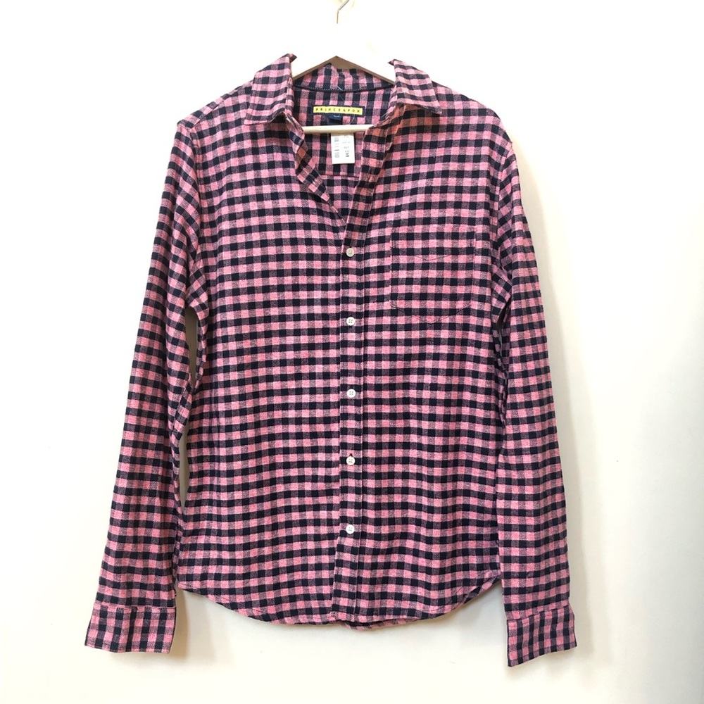 NWOT Prince&Fox Coral/ Black Plaids Flannel Shirt